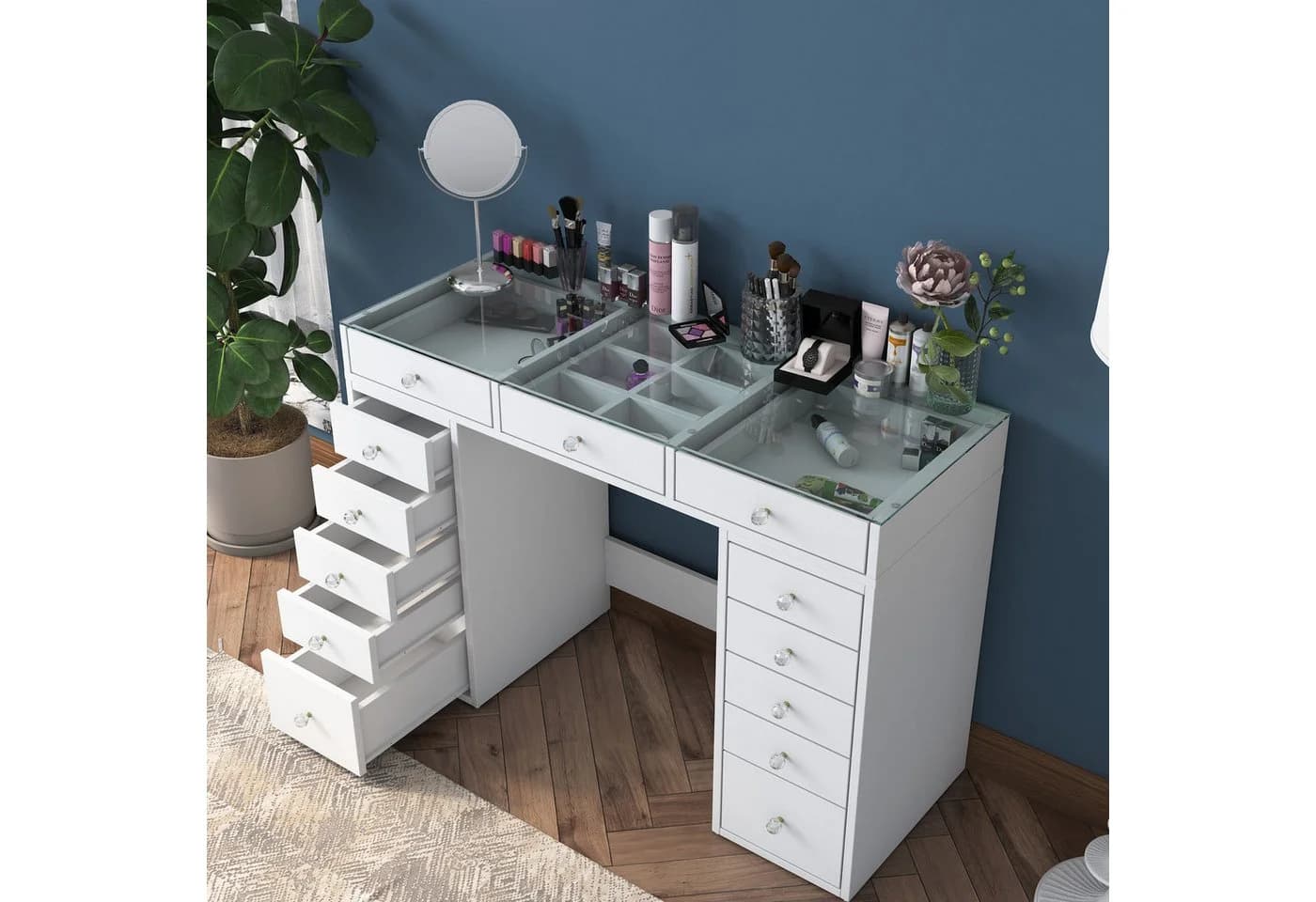 Skye Decor Schminktisch Weiß mit Spiegel und Schubladen - Bild 3