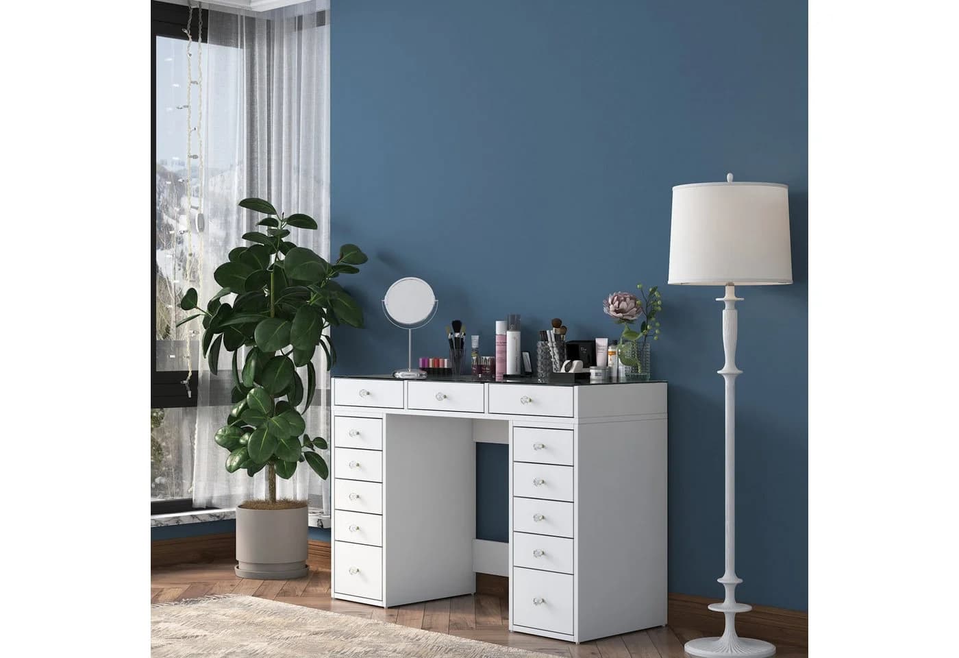 Skye Decor Schminktisch Weiß mit Spiegel und Schubladen - Bild 4