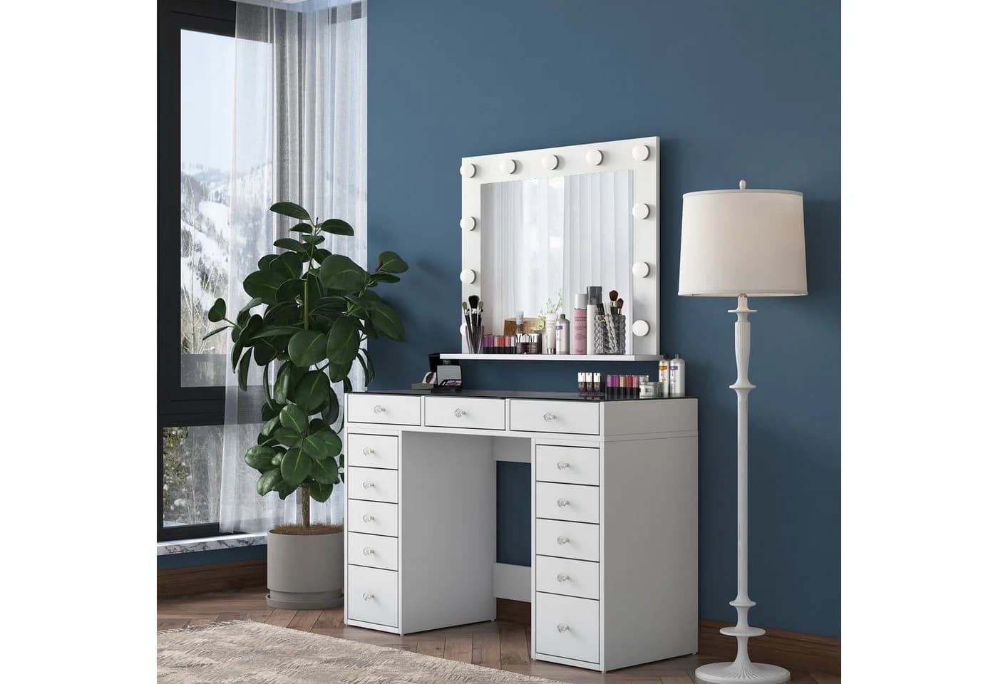 Skye Decor Schminktisch Weiß mit Spiegel und Schubladen - Bild 5