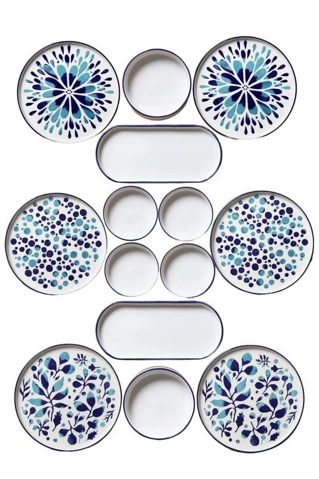 Hermia Concept Geschirr-Set 14-tlg. Blau/Weiß Keramik - Bild 3