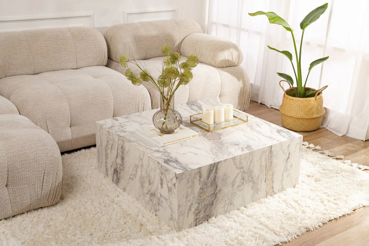 Skye Decor Couchtisch Adler Quadratisch MDF 90x90 cm Weiss