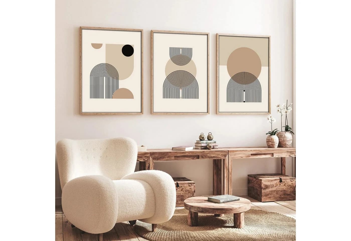 Wallity Leinwandbild 3-teilig MDF Massivholzrahmen 50x70cm