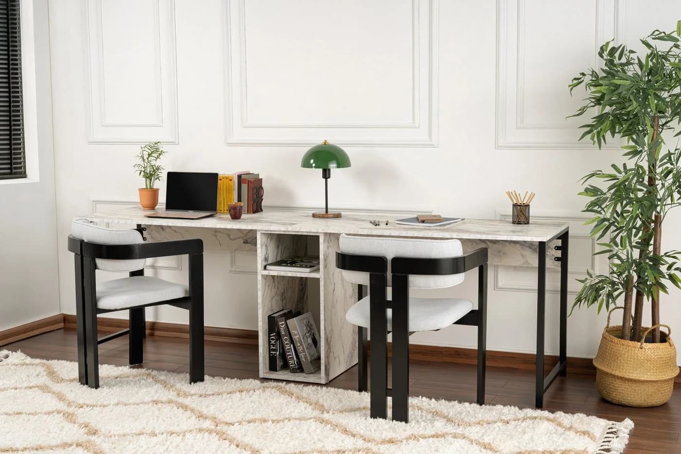 Skye Decor Arbeitstisch Partnerschreibtisch XL Industrie-Design Schwarz