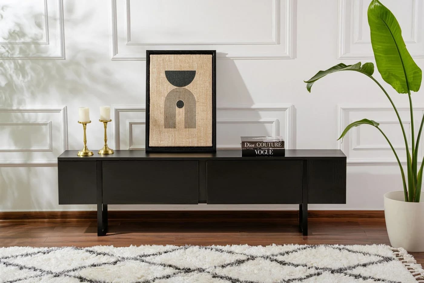 Skye Decor TV-Board 180 cm Modernes XXL Lowboard Schwarz/Weiß - Bild 4