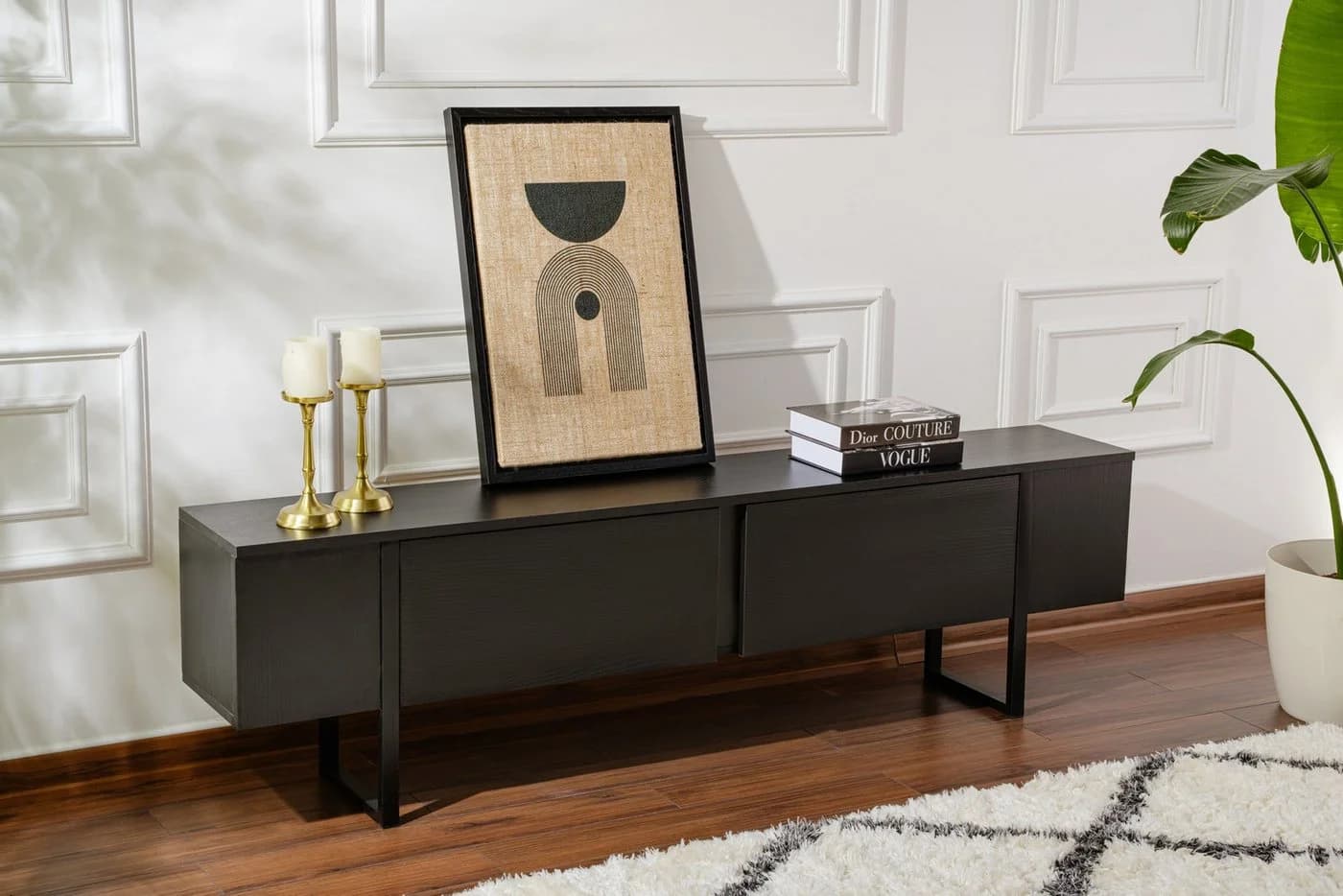 Skye Decor TV-Board 180 cm Modernes XXL Lowboard Schwarz/Weiß - Bild 5