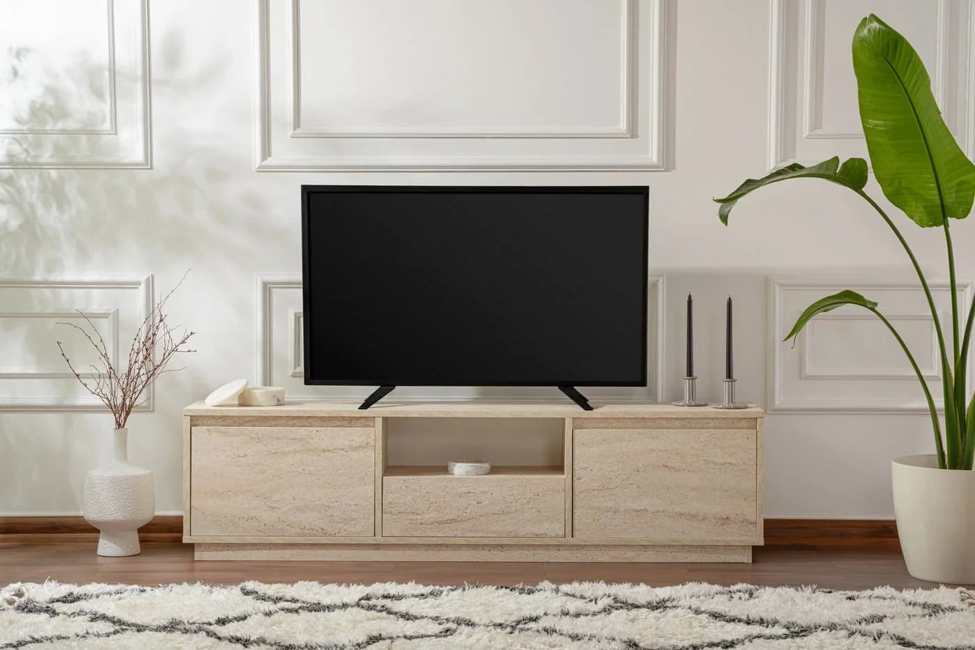 Skye Decor TV-Board Vanguard Griffloses Design Travertin Optik - Bild 3