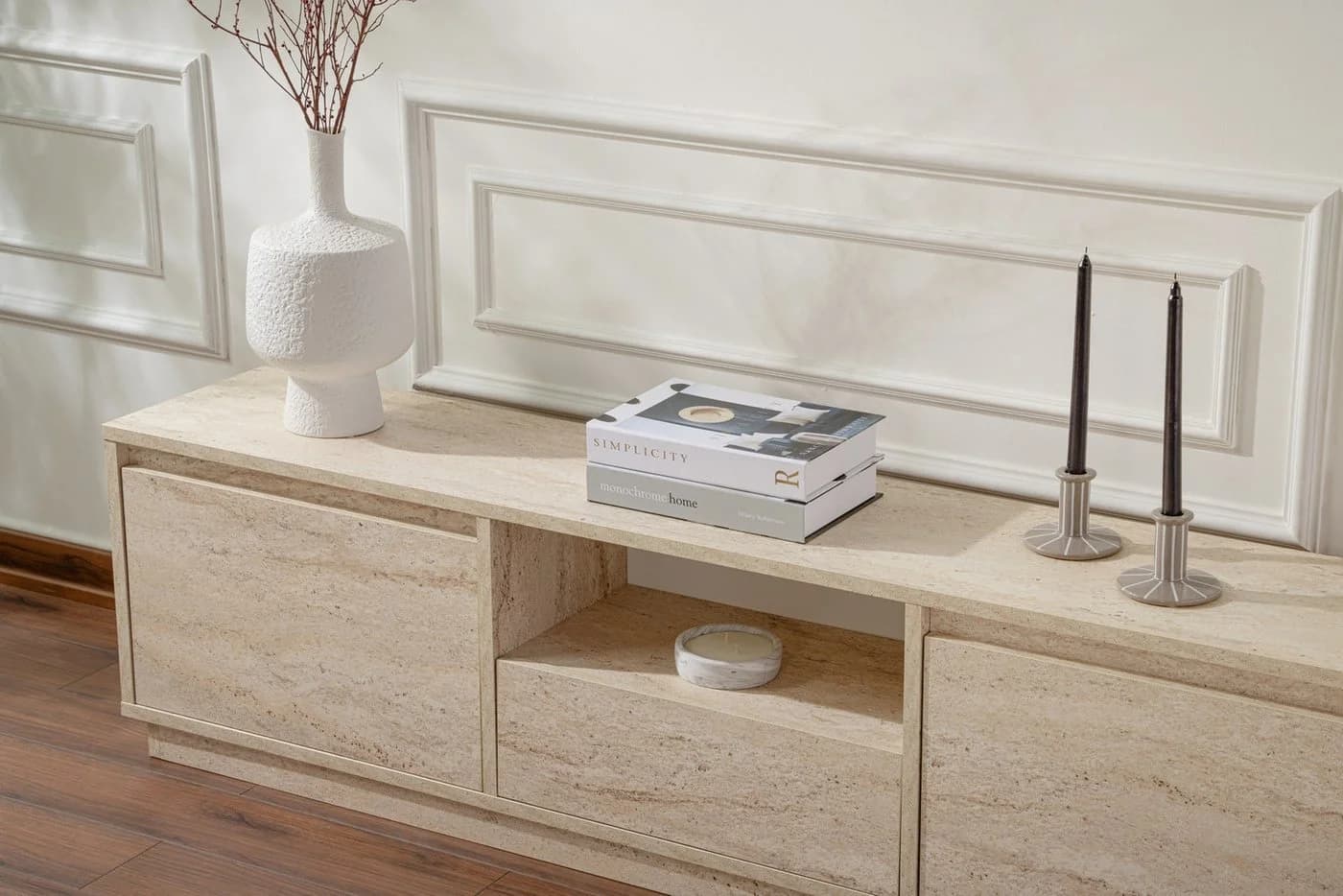 Skye Decor TV-Board Vanguard Griffloses Design Travertin Optik - Bild 5