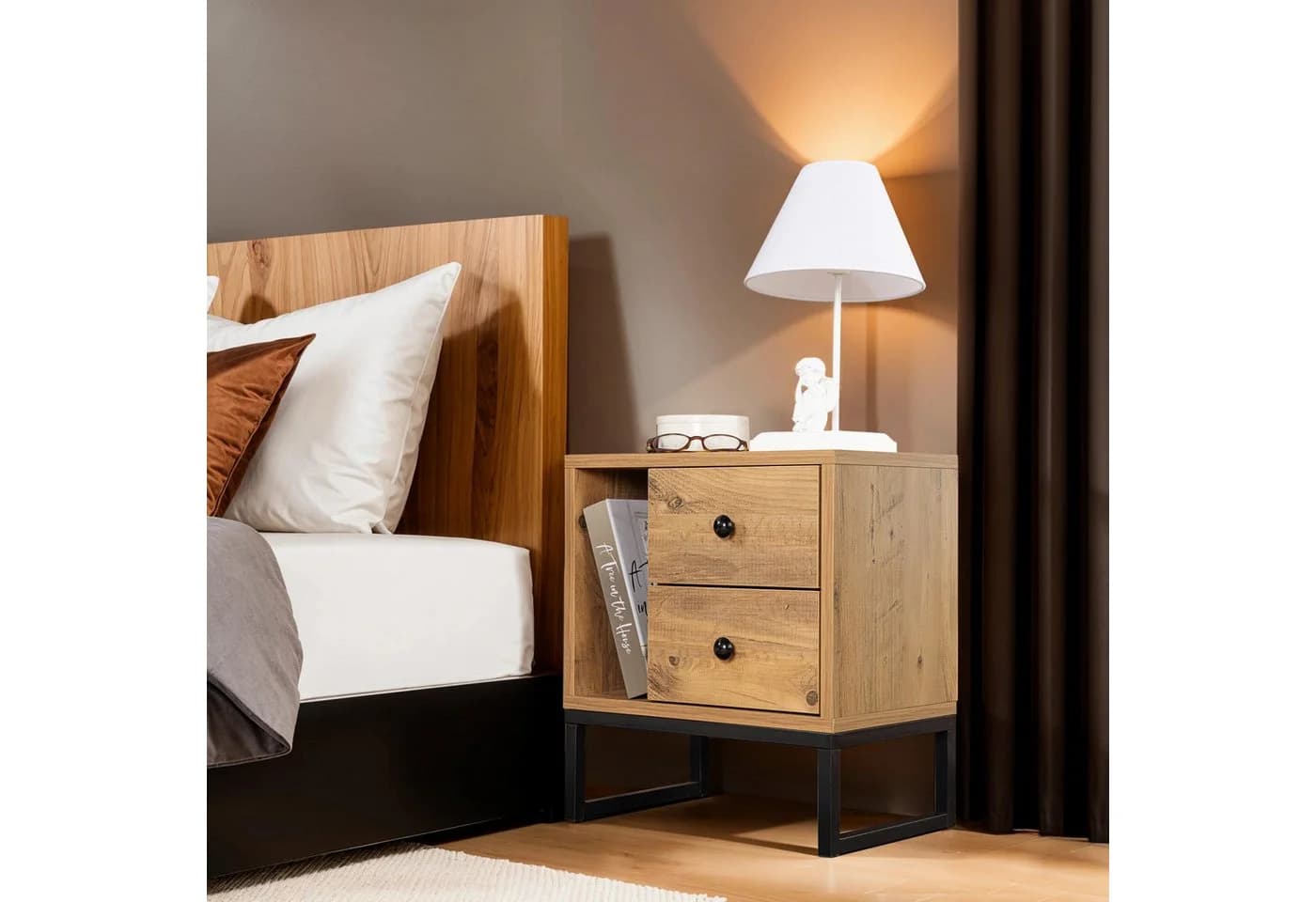 Skye Decor Nachtkonsole Modern Melaminbeschichtet Metallbeine