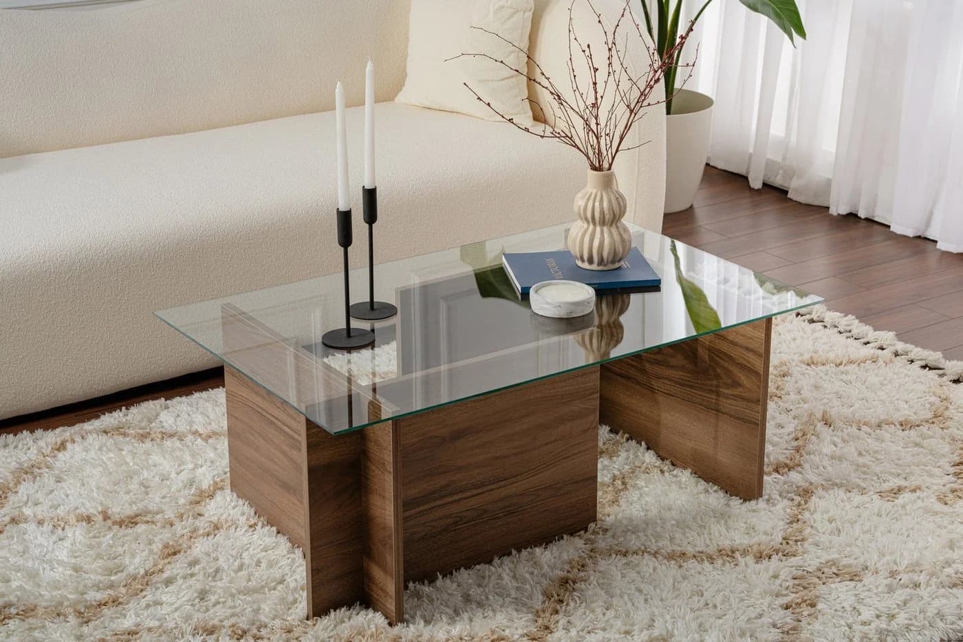 Skye Decor Couchtisch Glasplatte Braun Modern