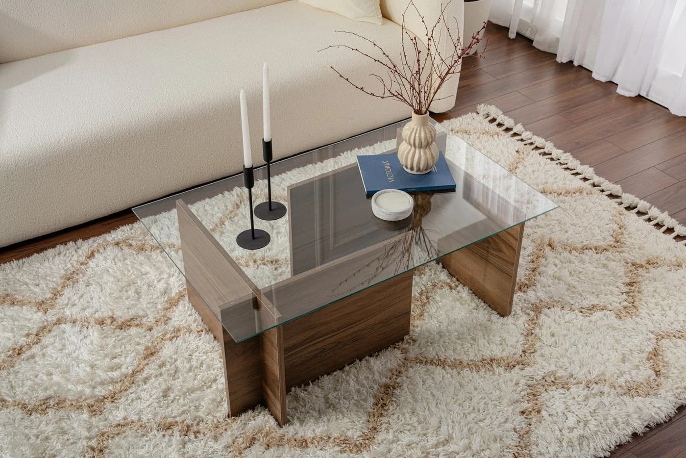 Skye Decor Couchtisch Glasplatte Braun Modern - Bild 3
