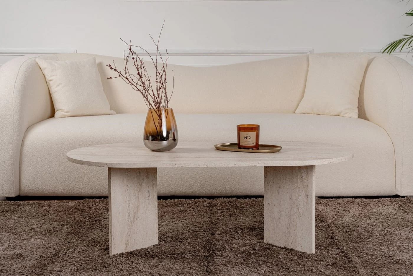 Skye Decor Couchtisch Sable Oval Beige Moderner Wohnzimmertisch - Bild 3