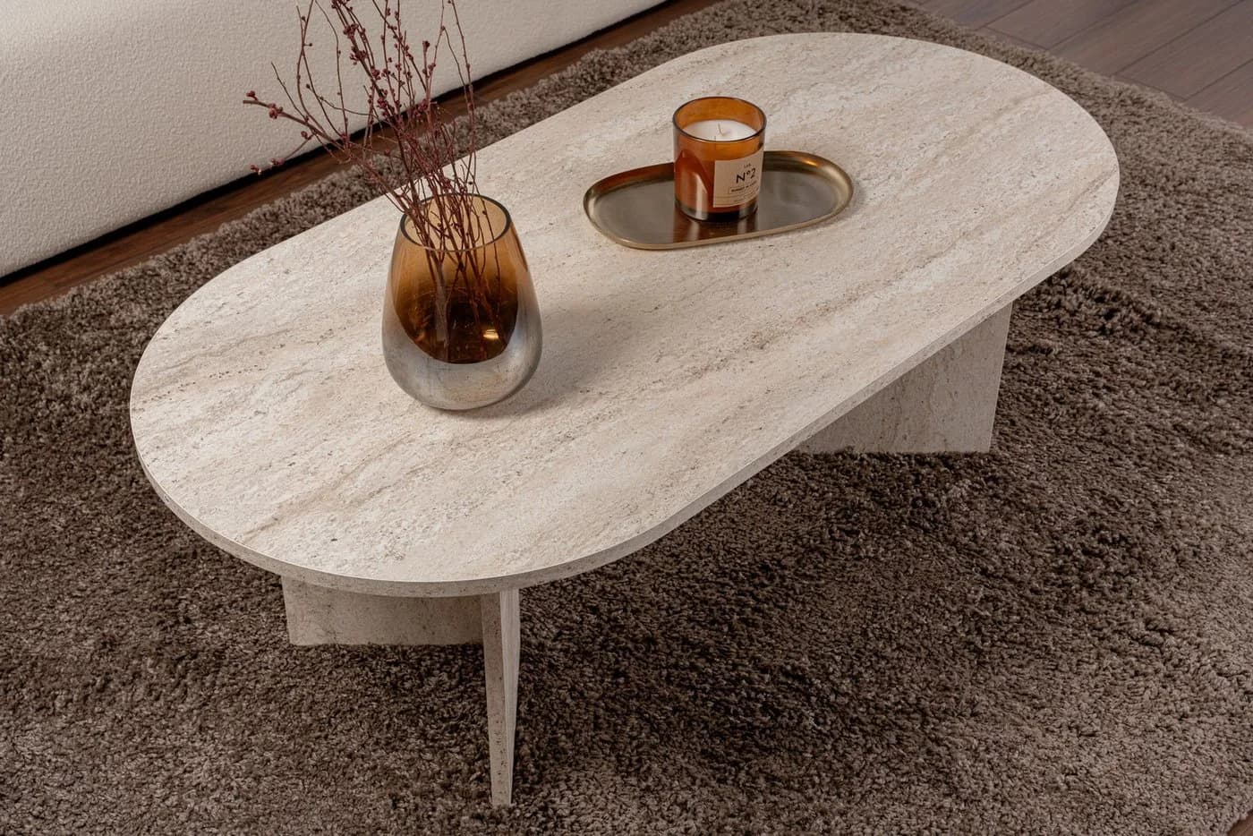 Skye Decor Couchtisch Sable Oval Beige Moderner Wohnzimmertisch - Bild 4