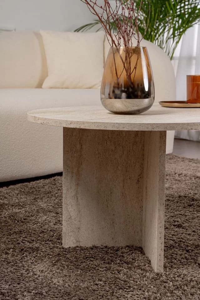 Skye Decor Couchtisch Sable Oval Beige Moderner Wohnzimmertisch - Bild 5
