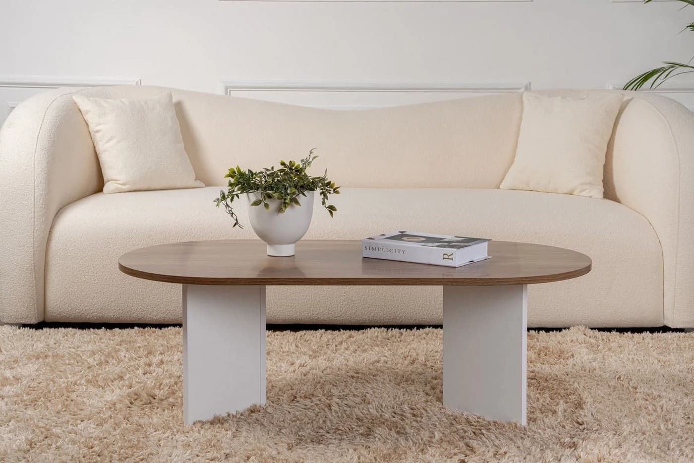 Skye Decor Couchtisch Sable Oval Modern Nussbaum Weiß - Bild 3