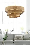 P & B Hängeleuchte Gold Beige Metall Textil 72 cm Bild 1