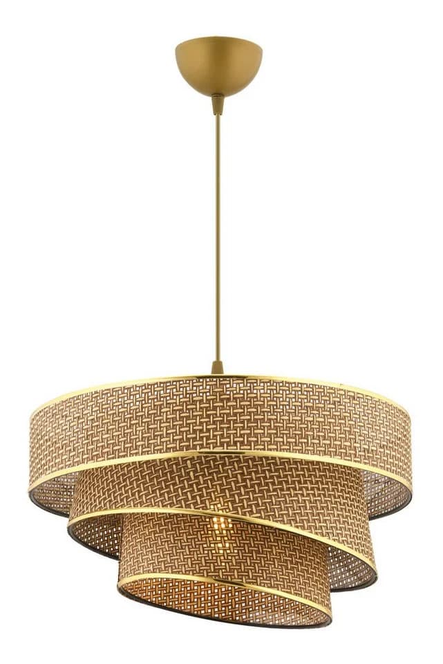 P & B Hängeleuchte Gold Beige Metall Textil 72 cm - Bild 2