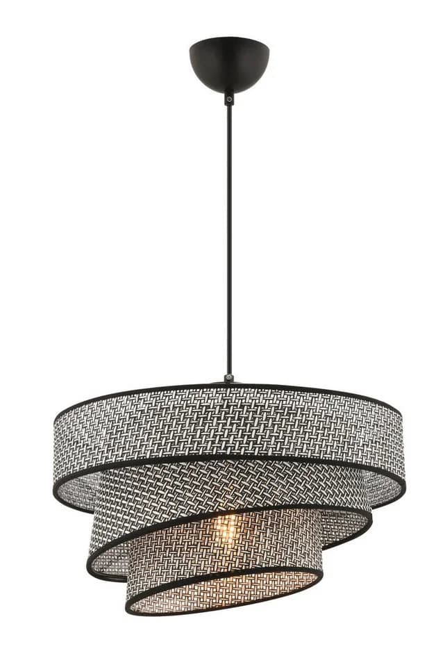 Opviq Pendelleuchte ohne Leuchtmittel Textilschirm Rattanoptik - Bild 3