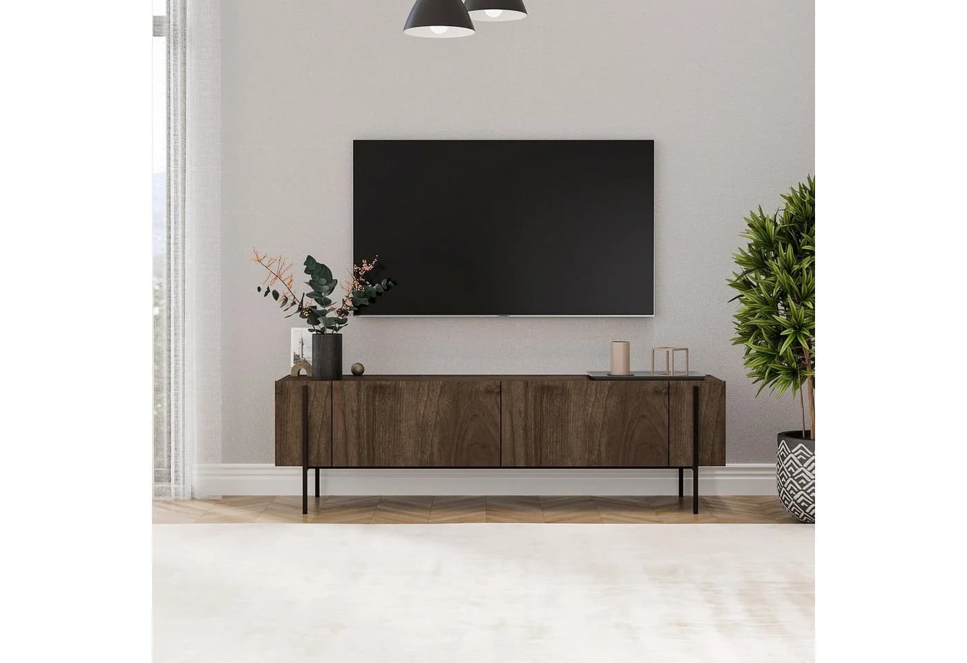 Skye Decor Lowboard Odessa Herman TV Unit Braun Metallfüße