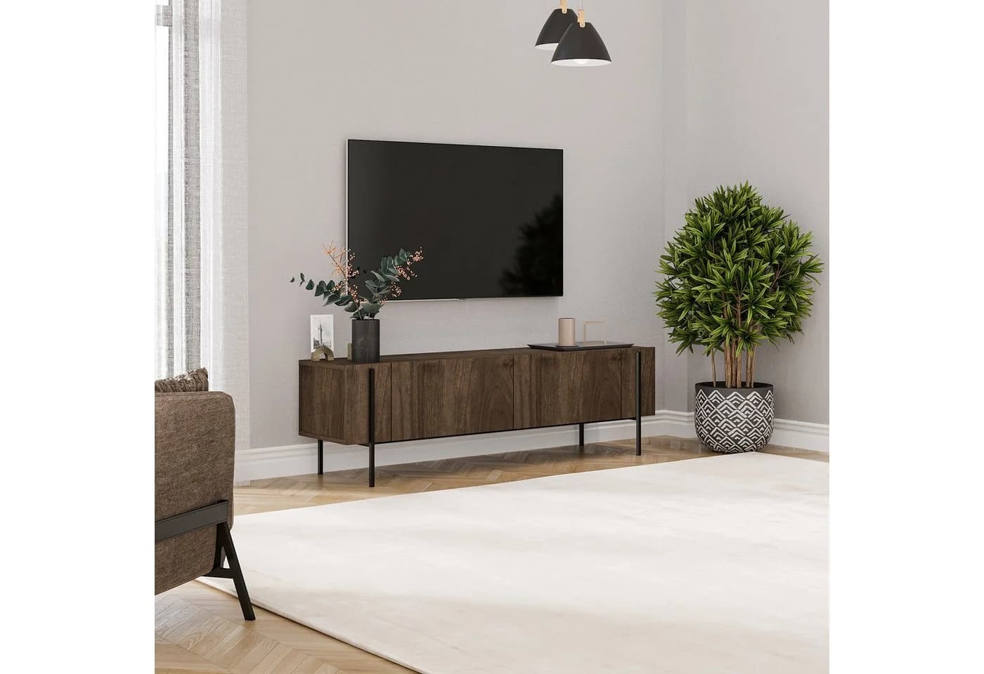 Skye Decor Lowboard Odessa Herman TV Unit Braun Metallfüße - Bild 3