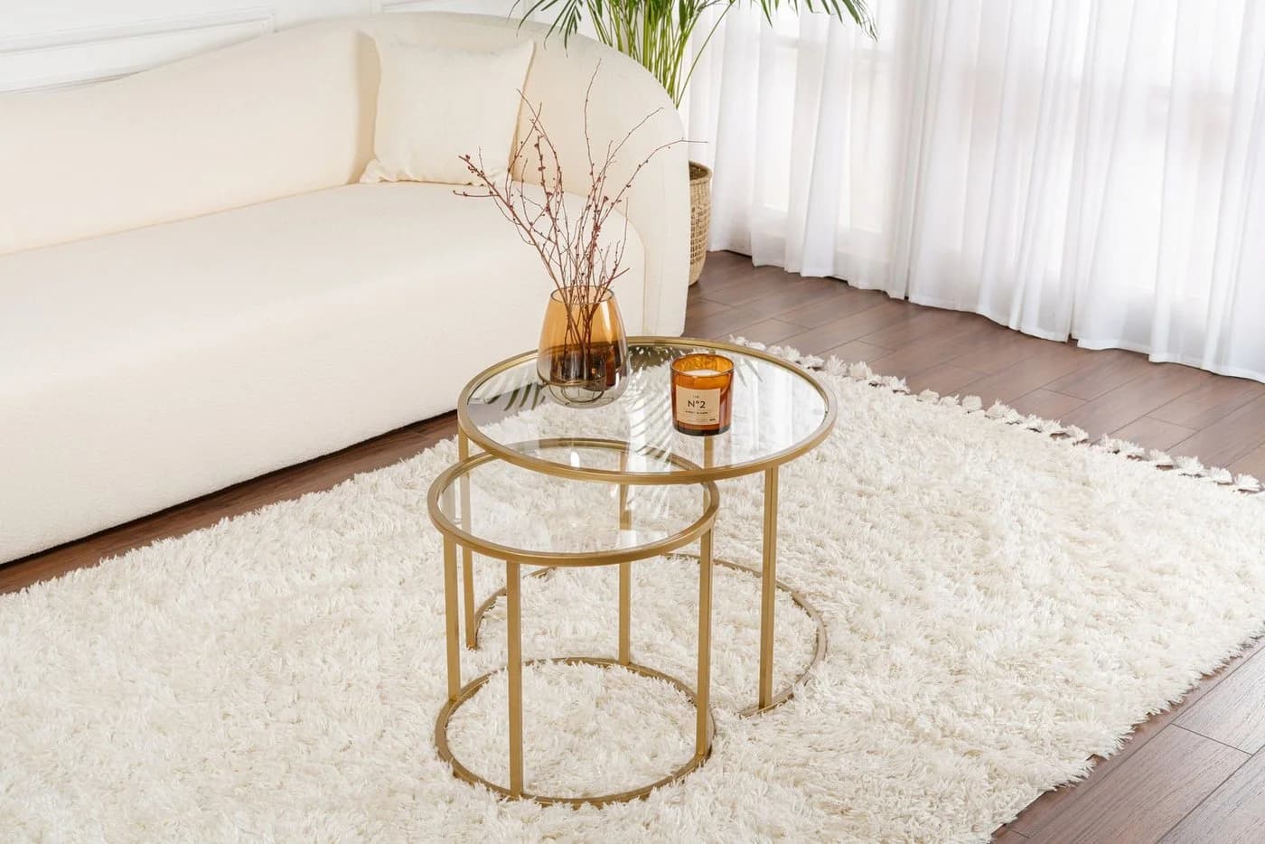 Skye Decor Couchtisch-Set 2-tlg. Glas Metall Modern
