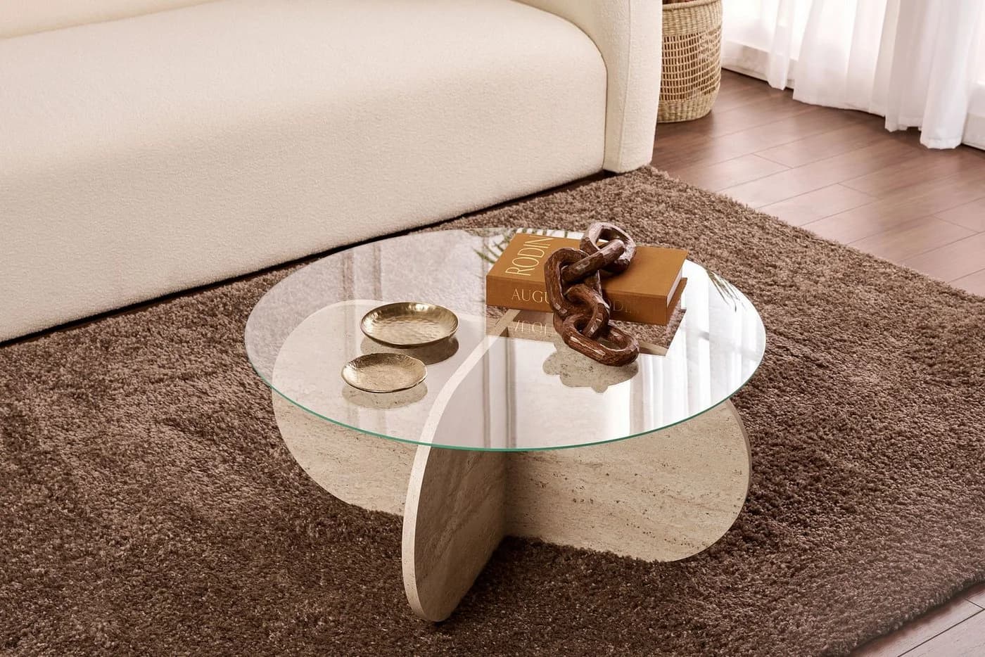 Skye Decor Couchtisch Aeris Modernes Design Gehärtete Glasplatte