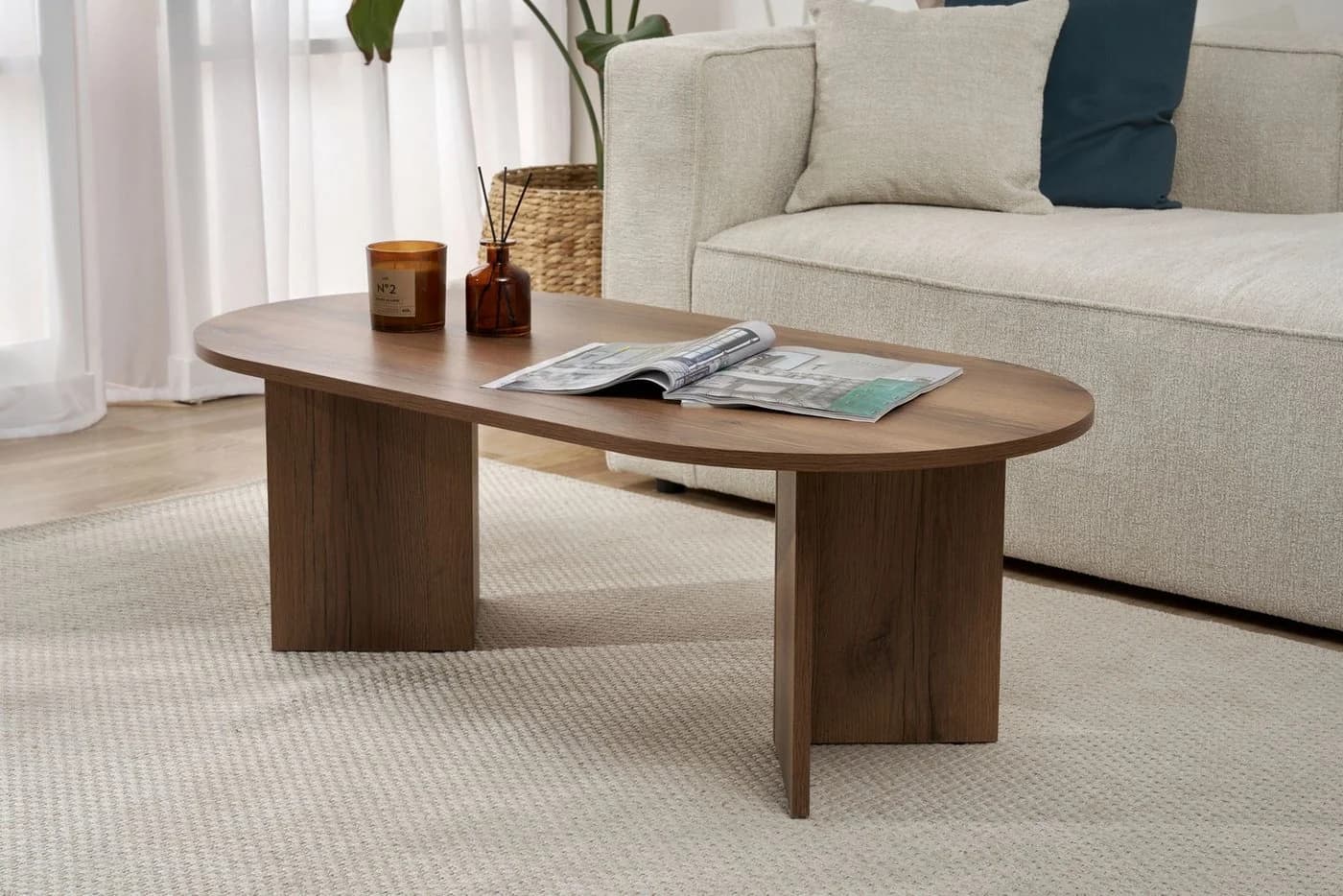 Skye Decor Couchtisch Sable Oval Moderner Wohnzimmertisch