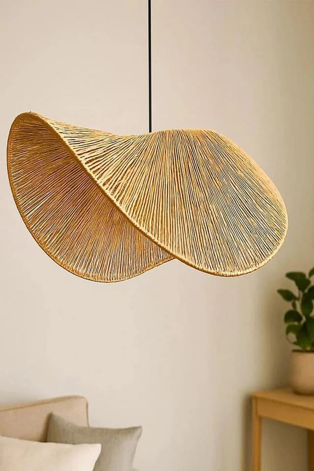 Opviq Pendelleuchte "Mustard" Verstellbare Höhe Raffia-Optik - Bild 3