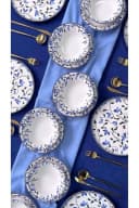 Hermia Concept Geschirr-Set Romantisch 18-tlg. Keramik Blau/Weiß Bild 1