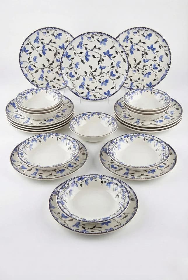Hermia Concept Geschirr-Set Romantisch 18-tlg. Keramik Blau/Weiß - Bild 2