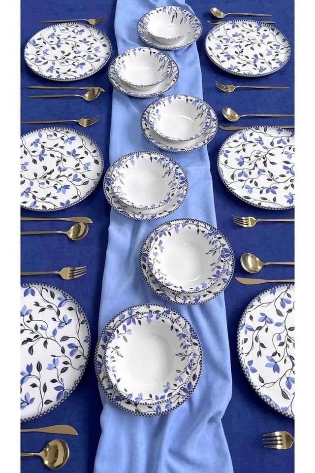 Hermia Concept Geschirr-Set Romantisch 18-tlg. Keramik Blau/Weiß - Bild 4