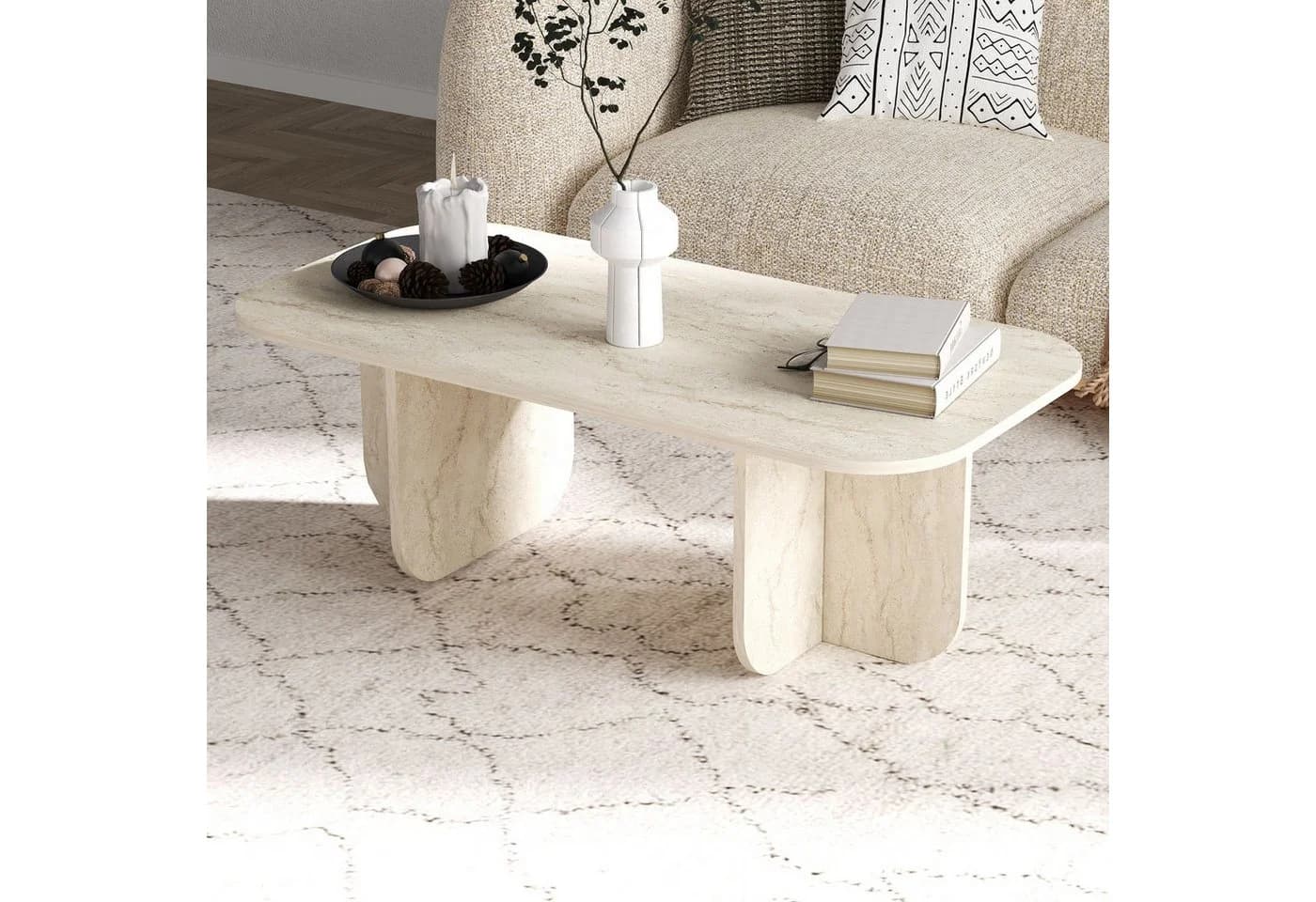Skye Decor Couchtisch Becaj Sandstein & Saphir-Eiche