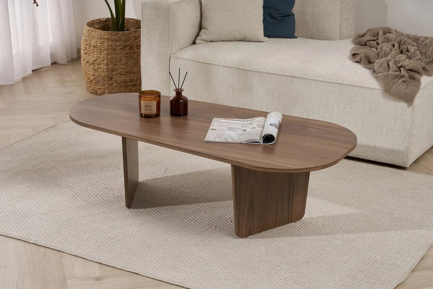 Mid.you Couchtisch Ovalis Walnuss Holzwerkstoff Modern - Bild 3