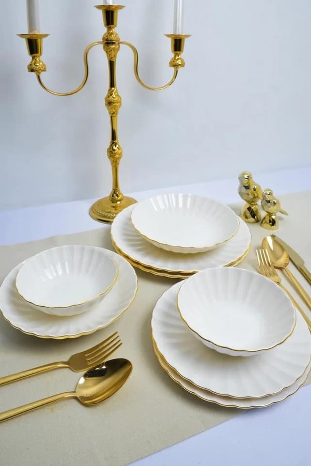 Hermia Concept Geschirr-Set Derya 24-tlg. Weiß/Gold Porzellan - Bild 2