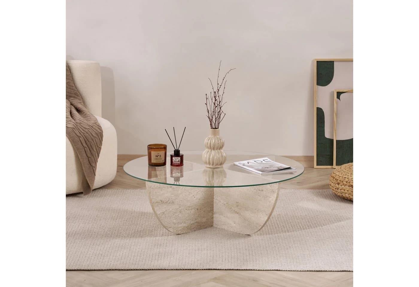 Skye Decor Couchtisch Liya Runde Glasplatte Modernes Design - Bild 4