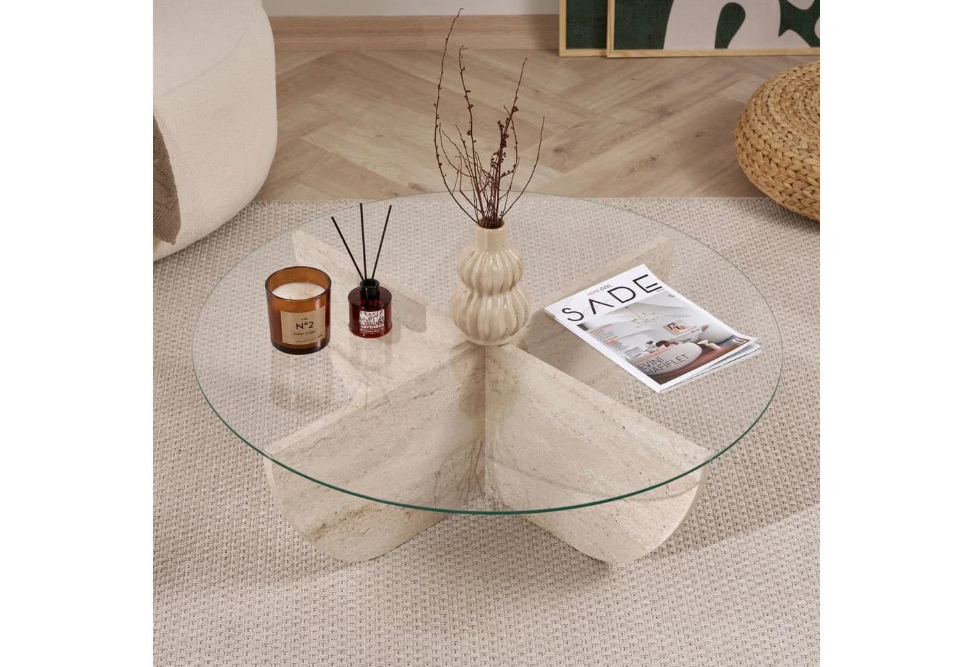 Skye Decor Couchtisch Liya Runde Glasplatte Modernes Design - Bild 5