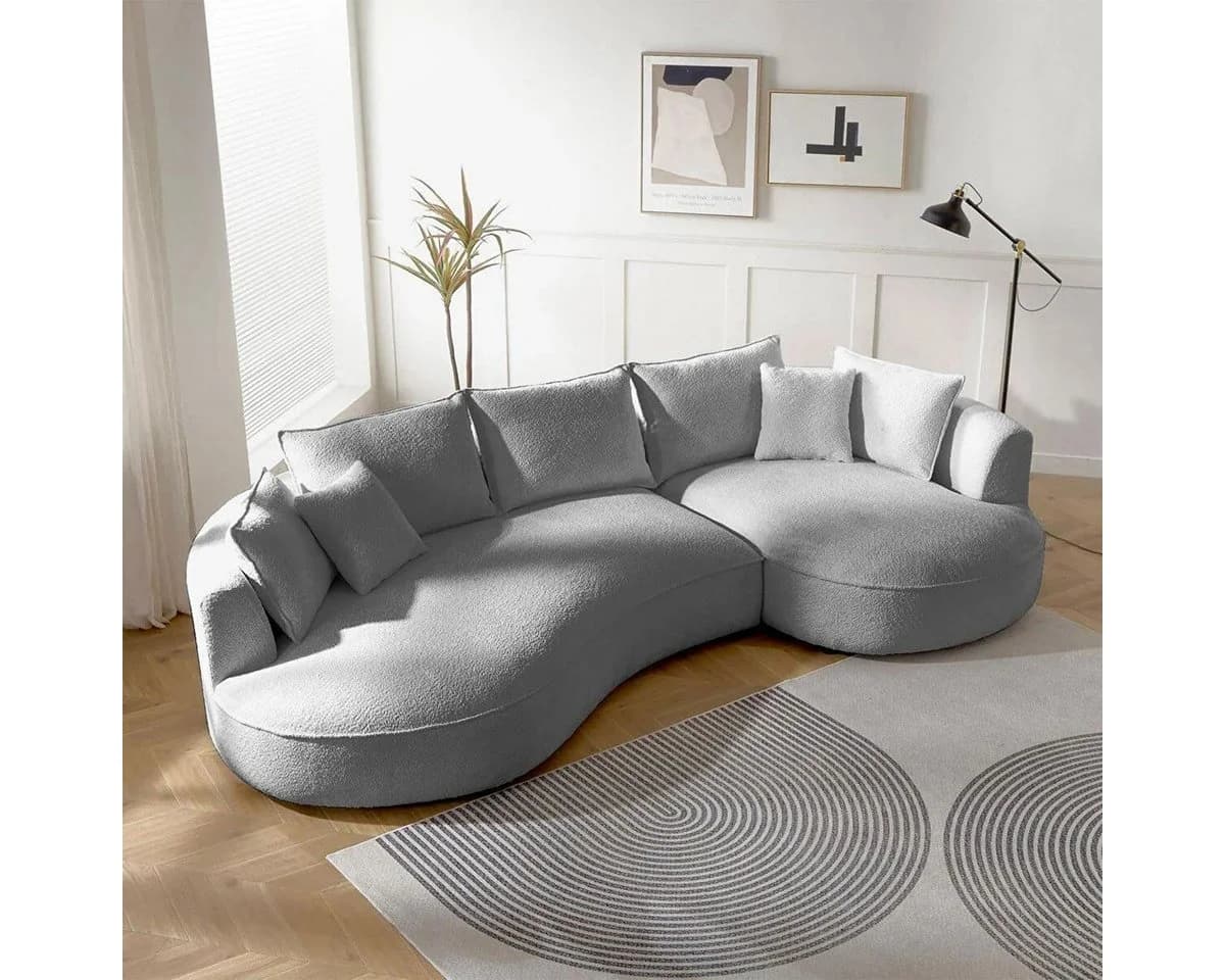 Skye Decor Ecksofa L-Form Grau Bouclé 30 DNS Schaum Pflegeleicht