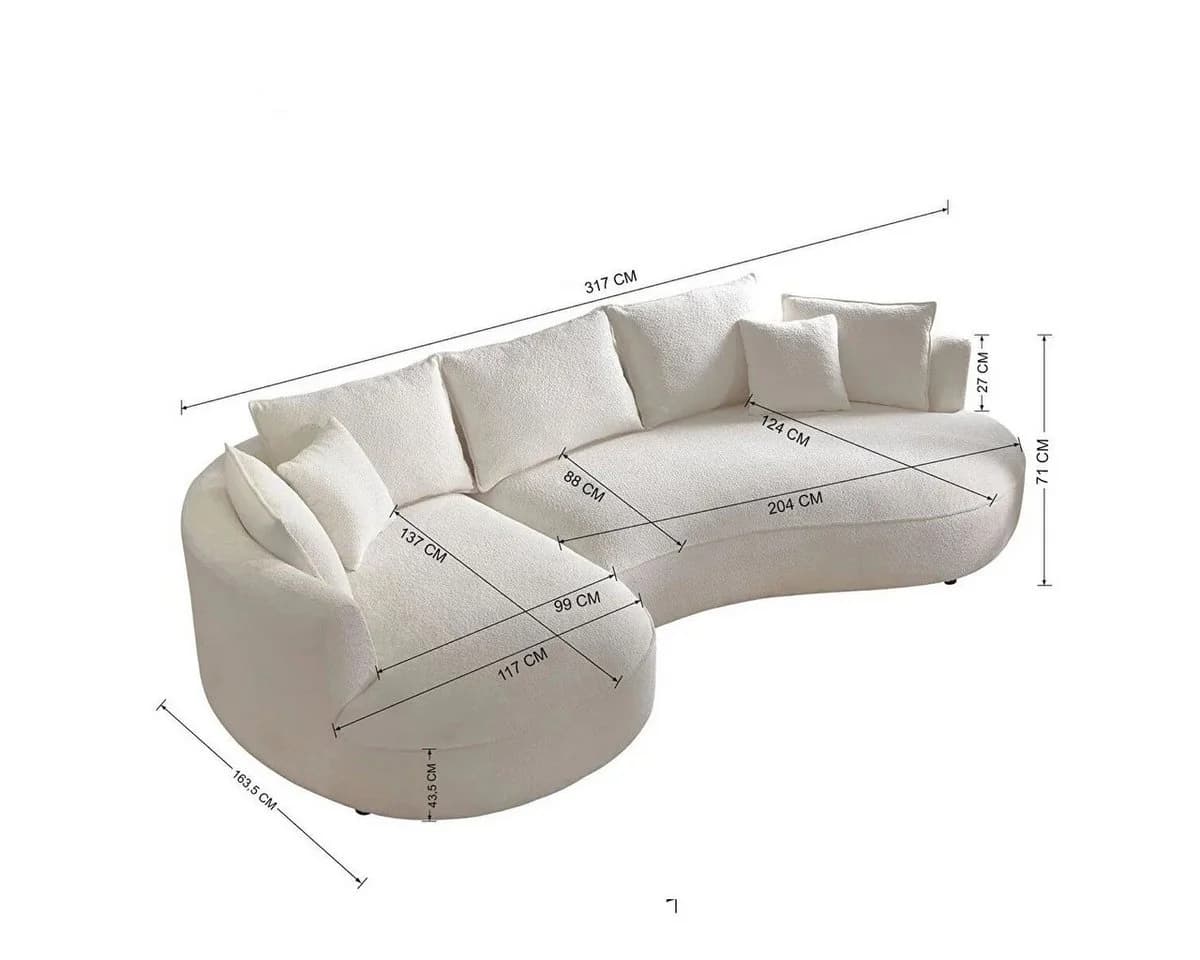 Skye Decor Ecksofa L-Form Grau Bouclé 5-Sitzer - Bild 5