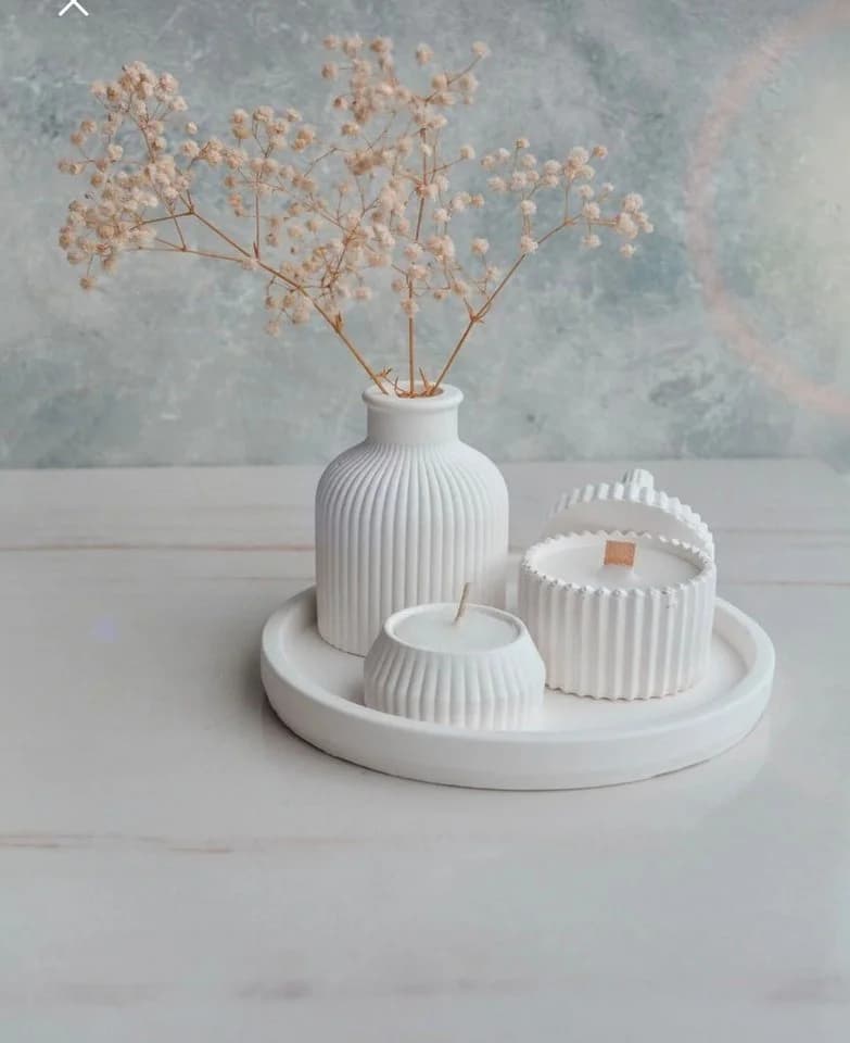 L'Essentiel Maison Duftkerzen-Set Cirrus Weiß 5-tlg. Beton Sojawachs