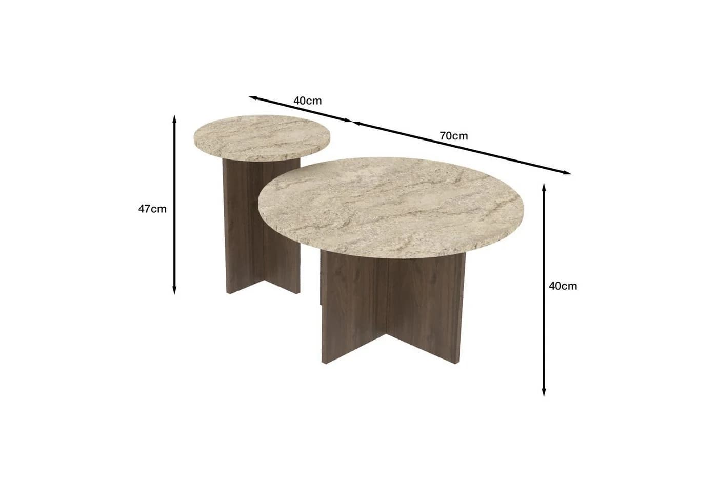 Skye Decor Couchtisch Set 2-tlg. Travertin Walnuss Boho - Bild 5