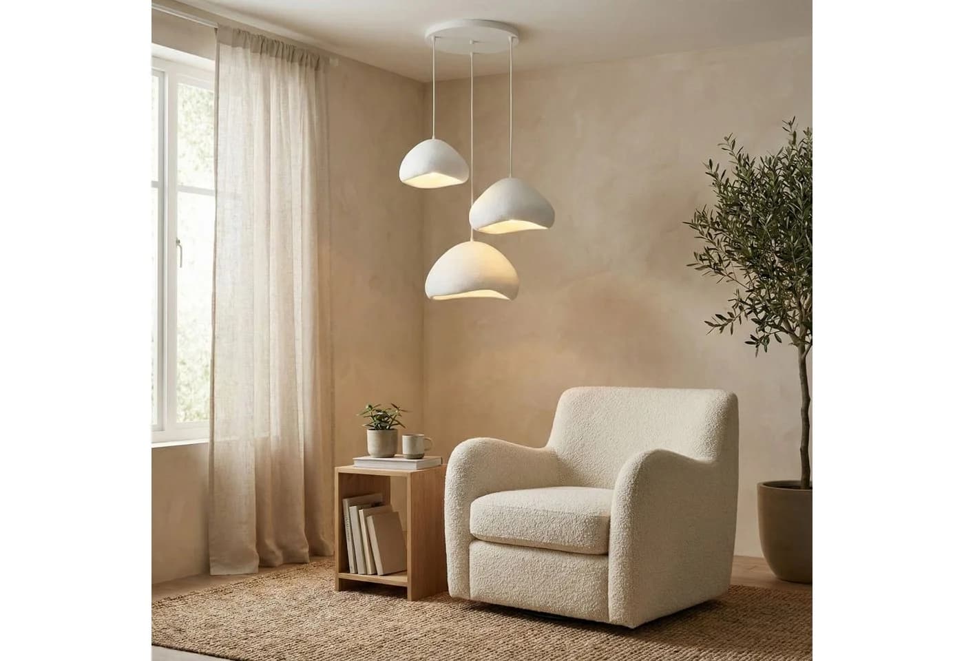 Opviq Kronleuchter Design Leuchte Weiß Fiberglas 1-3 flammig - Bild 5