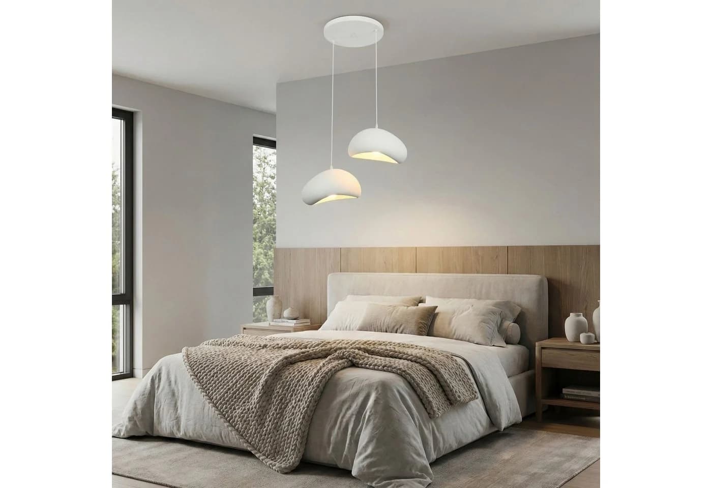 Opviq Pendelleuchte Loval, höhenverstellbar, Fiberglas-Schirme, E27, Essplatzbeleuchtung - Bild 3