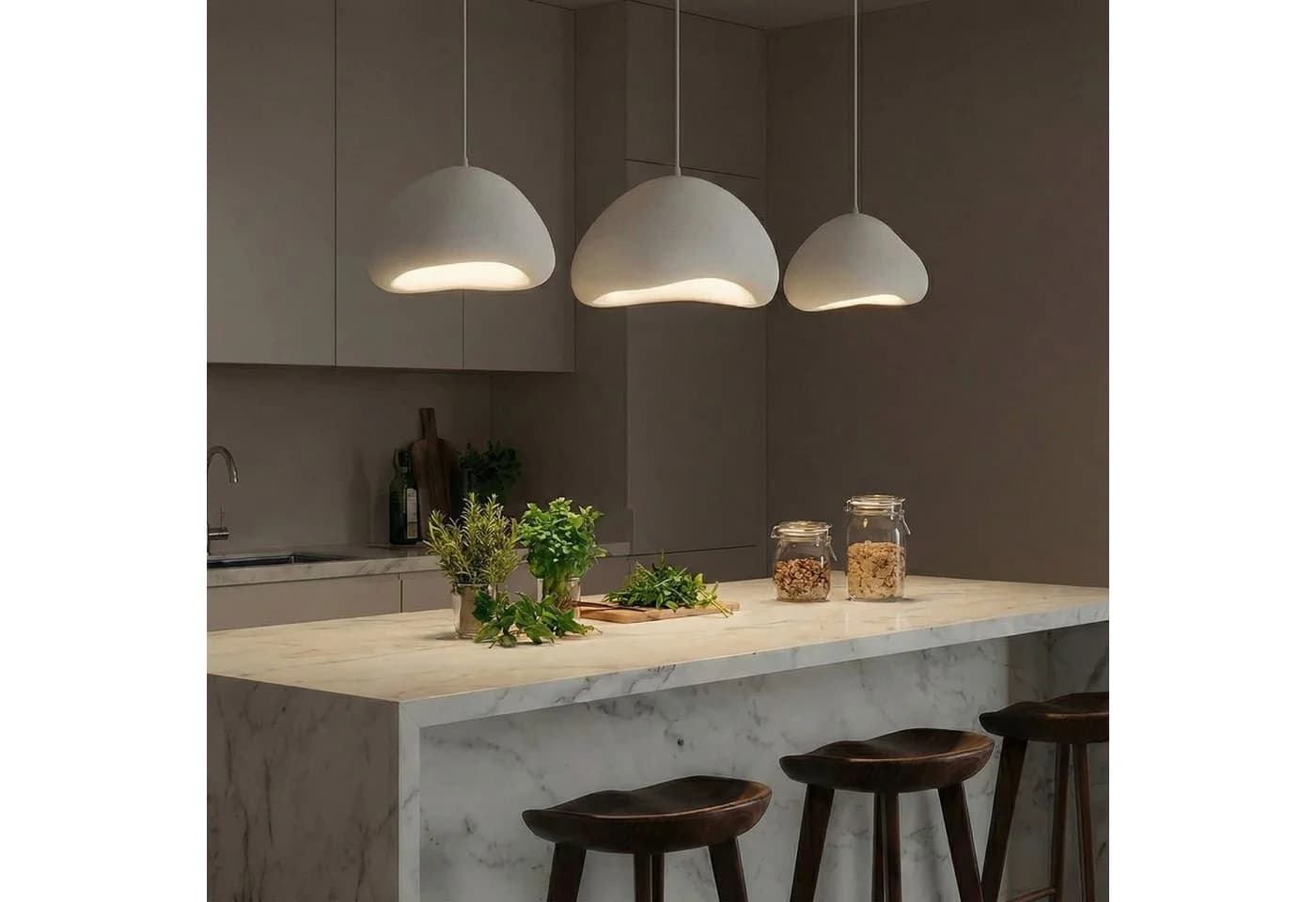 Opviq Kronleuchter Pendelleuchte Fiberglas-Schirme 2-flammig oder 3-flammig wählbar, Verstellbare Höhe, ohne Leuchtmittel, Abhängig vom Leuchtmittel, Fiberglas-Schirme, Modernes Design - Bild 5