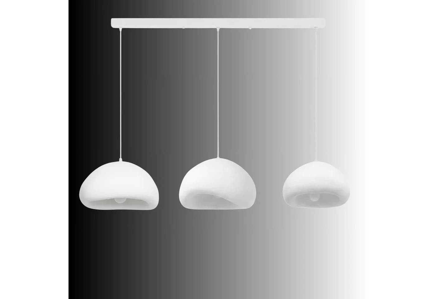 Weiße Pendelleuchte aus Fiberglas und Metall im Boho- und Modernen Stil - Bild 5