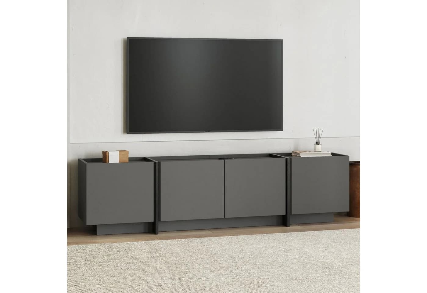 Skye Decor TV-Board Japandi Lowen Schwarz Soft-Close