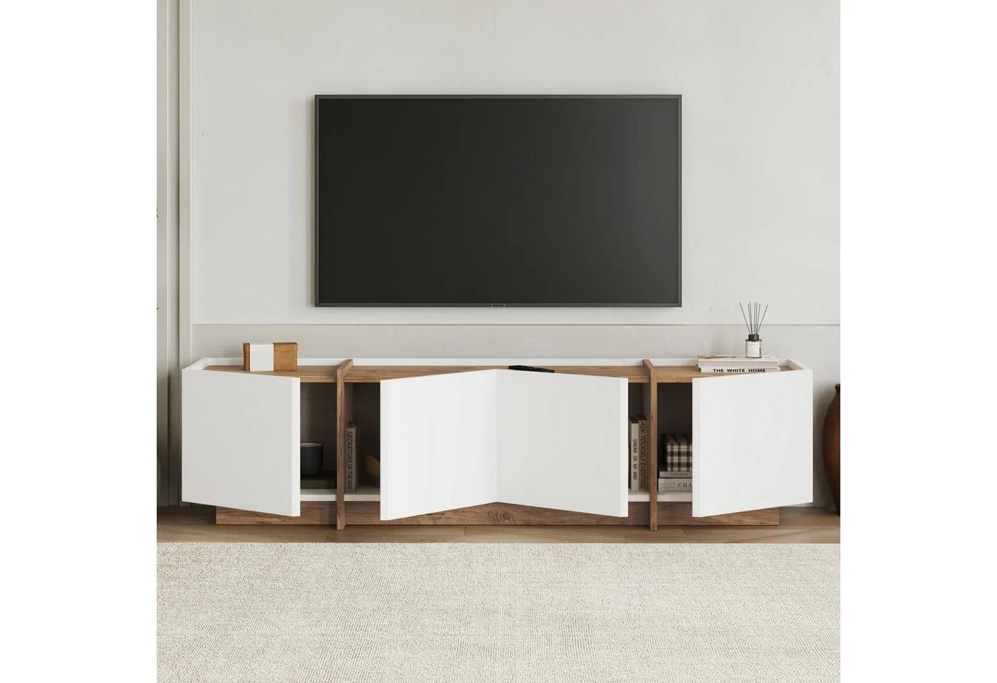 Skye Decor TV-Board Japandi Lowen Weiß Soft-Close - Bild 4