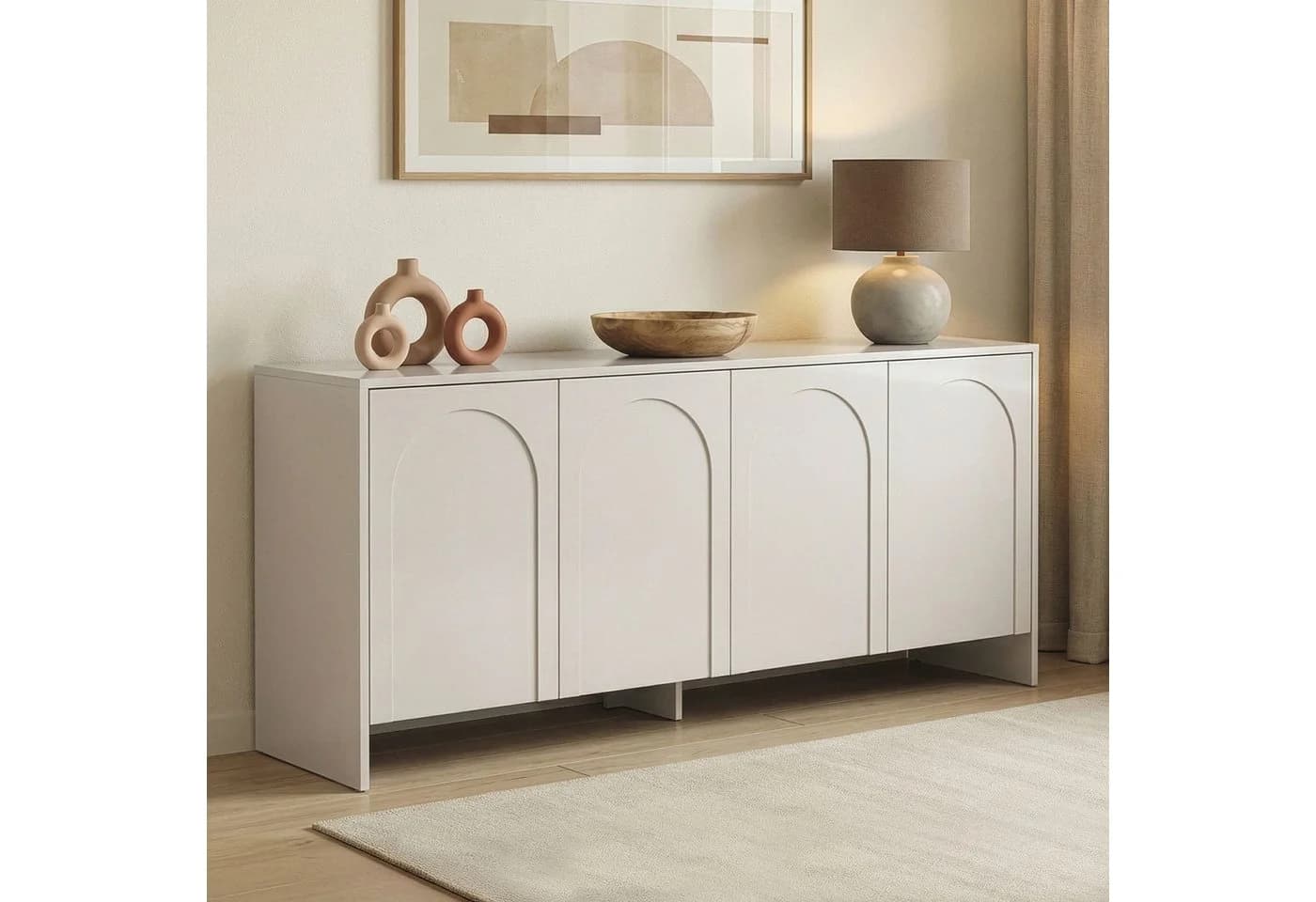 Skye Decor Konsolentisch Arlen 4-türig mit Bogenfront Creme