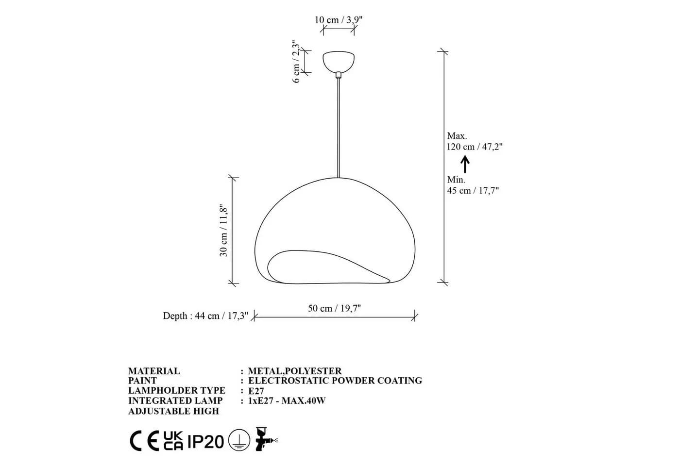 Opviq Pendelleuchte New Wabi Loval Beige Metall Fiberglas E27 - Bild 5