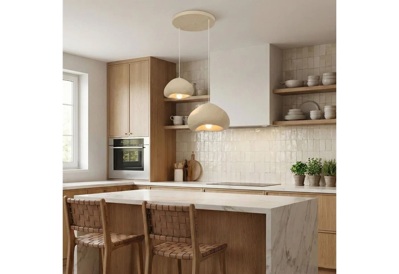 Opviq Kronleuchter Beige Metall Fiberglas E27 - Bild 4