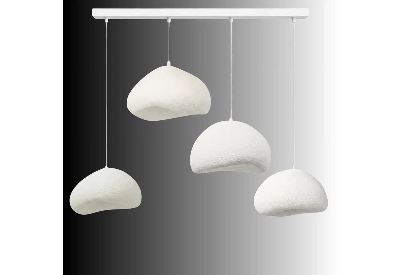 Opviq Kronleuchter Wabi Loval 4-flammig Weiß Fiberglas-Lampenschirmen - Bild 5