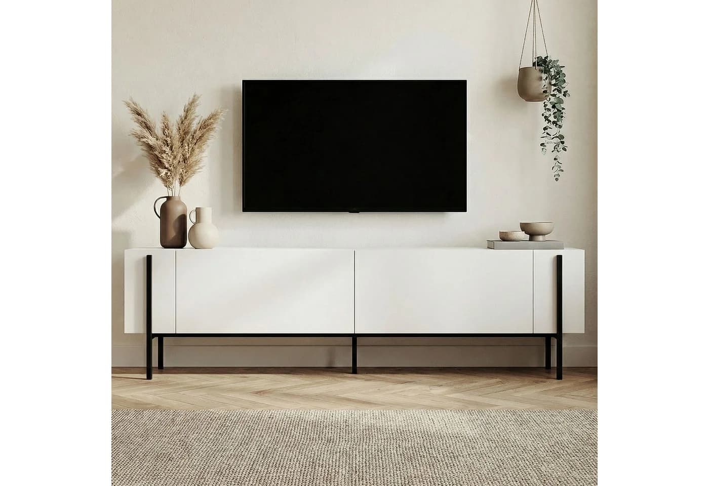 Skye Decor TV-Board Nexus Weiß/Schwarz Modernes Lowboard - Bild 3